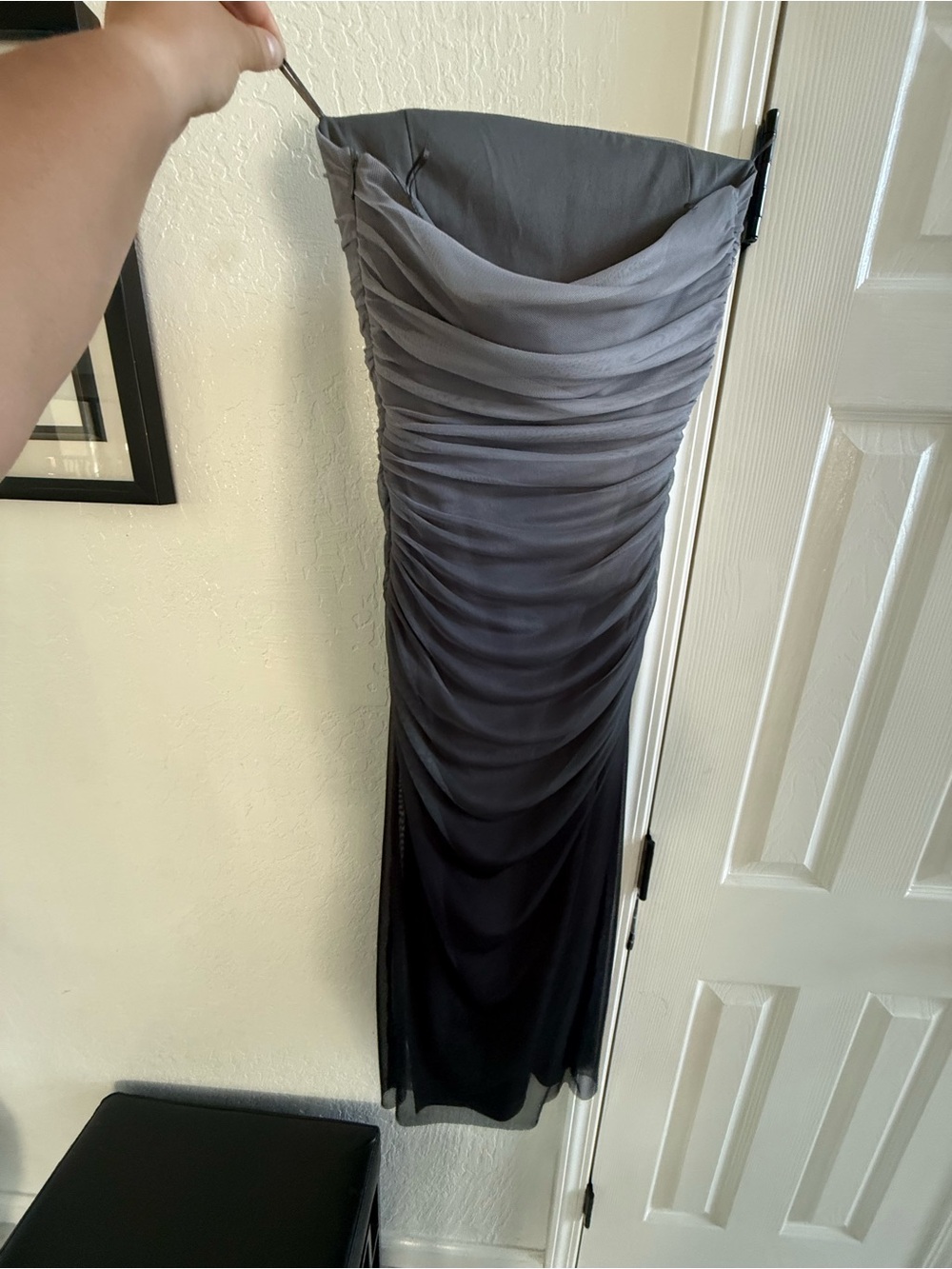 Zara Strapless Ruched Ombre Dress in Gray and Black worn once - Picture 3 of 4
